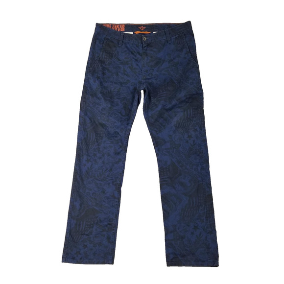 Dockers Alpha Khaki Pants Mens 34x32 Slim Fit Tattoo Print Chinos Navy Blue - Picture 1 of 16